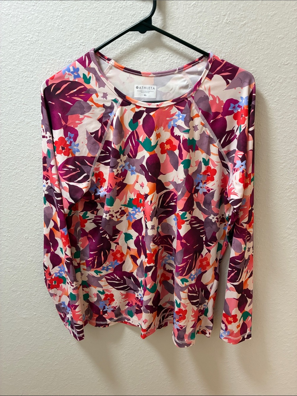 Athleta Floral Long-Sleeve Performance Top - Purple, Pink, Red